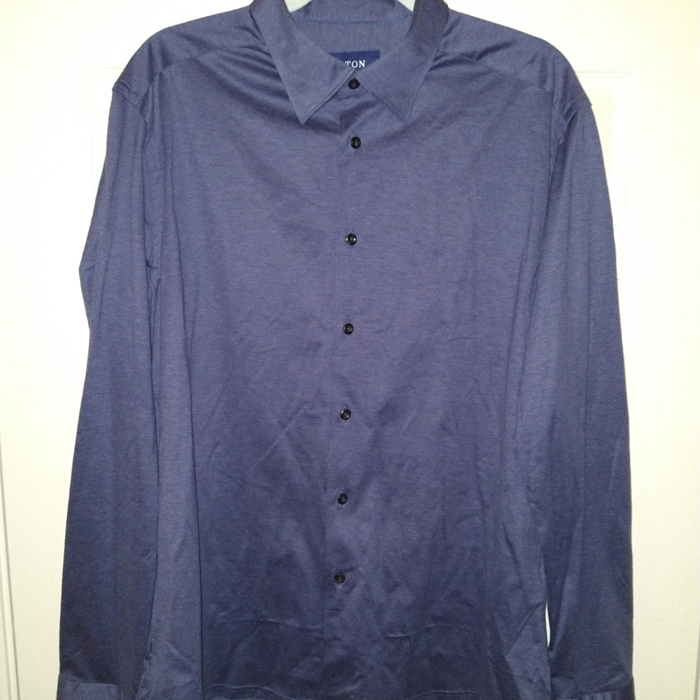 Eton Blue Button Down Dress Shirt Men's sz XL.